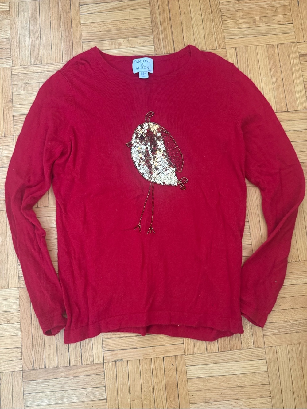 Antoni & Alison Red Sequin Bird Sweater